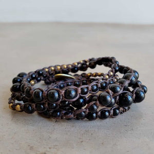 stone and fibre wrap bracelet accessory black 