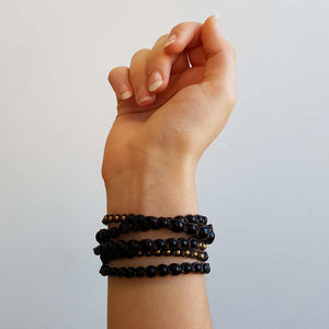 stone and fibre wrap bracelet accessory black