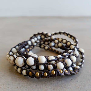 stone and fibre wrap bracelet accessory white 
