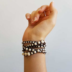 stone and fibre wrap bracelet accessory white