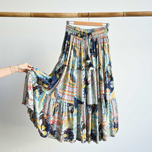 Tiered Maxi Skirt in Organic Cotton by Orientique - Lisbon - KOBOMO