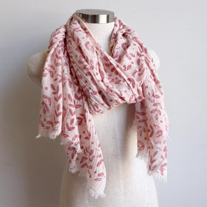 Walk In The Park Scarf - Natural cotton handmade neck accessory for Winter and Summer. Rose / Natural