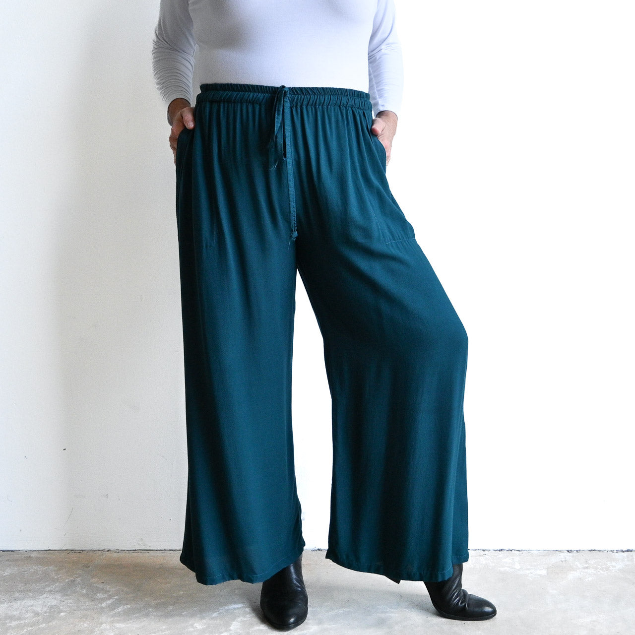 Zen Drawstring Lounge Pants - wide-leg, pull-on trousers - plus-size –  KOBOMO