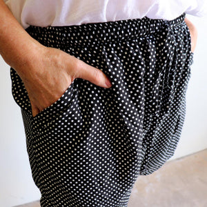 Zen Drawstring Shorts - Above-the-knee - Polka DotKOBOMO Women's Pants and Shorts