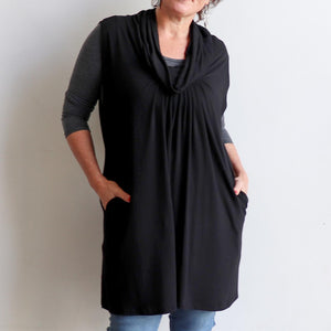 I'm Every Woman Sleeveless Tunic with Cowl Neck by Kobomo is ethically made fashion in bamboo fabric for plus size style. 