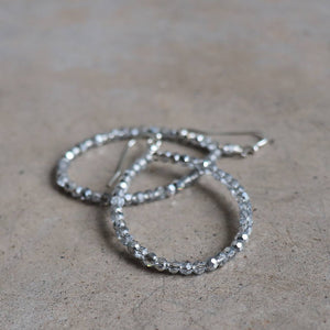 Handmade glass and metallic bead earrings. Silver.